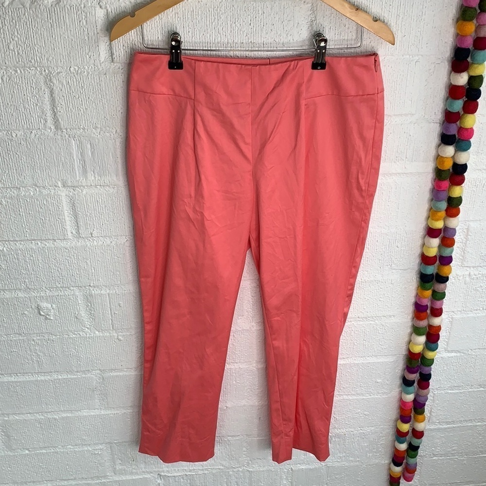 Akris Punto High Waisted Ankle Slit Peach Trouser Pants sz 8